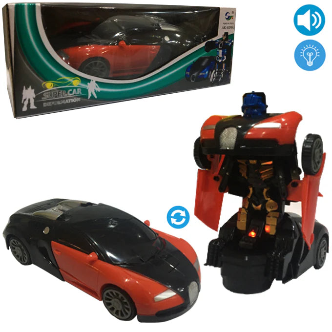 Auto Transformer Robot Car Toy with Lights, Music & Action